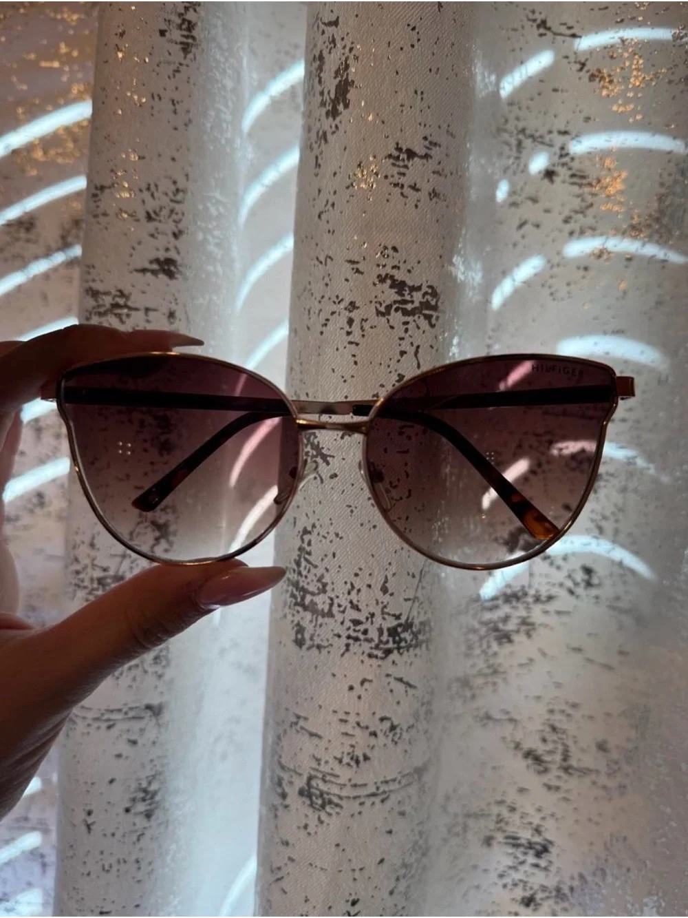 Tommy Hilfiger Gold Frame Sunglasses with Pink Gradient Lenses